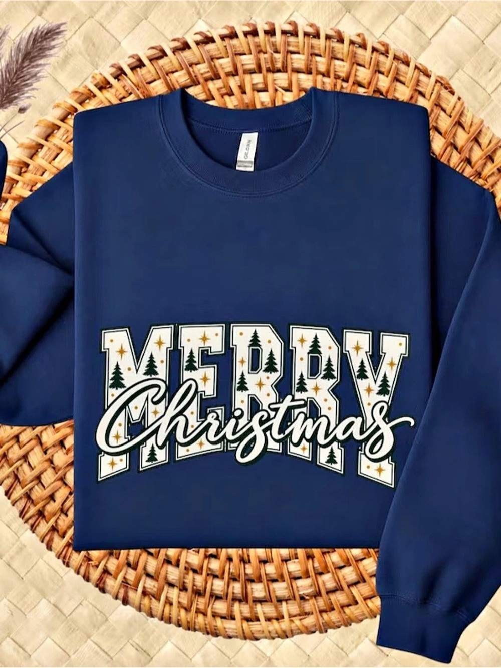 Gildan Christmas Graphic Sweatshirt in Navy, Gift For Her, For Him